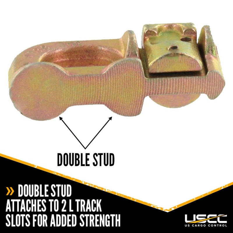 US Cargo Control L Track Double Stud Fitting (4 Pack) 5,000 Pounds Break Strength, Use with L Track Rails in Truck Bed or Trailer to tie Down ATV, Motorcycle, Automatic Locking with Spring Release - Image 3